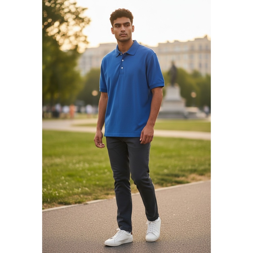 Page & Tuttle Mens Blue‎ Short Sleeve Golf Polo Shirt Large L/G/G Performance